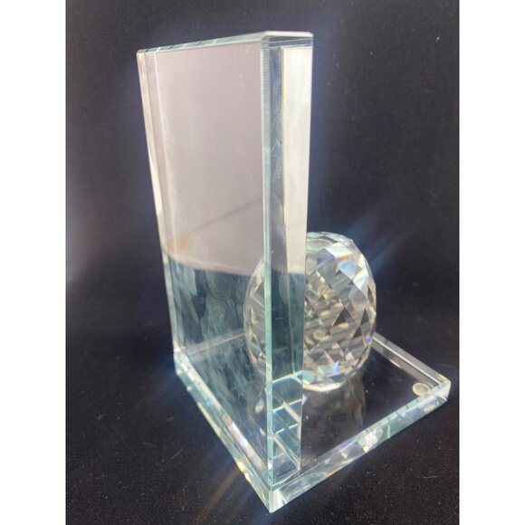 Modern Heavy Lead Crystal Ball Cut Glass Bookend Square 4.5'' Tall - Picture 10 of 10